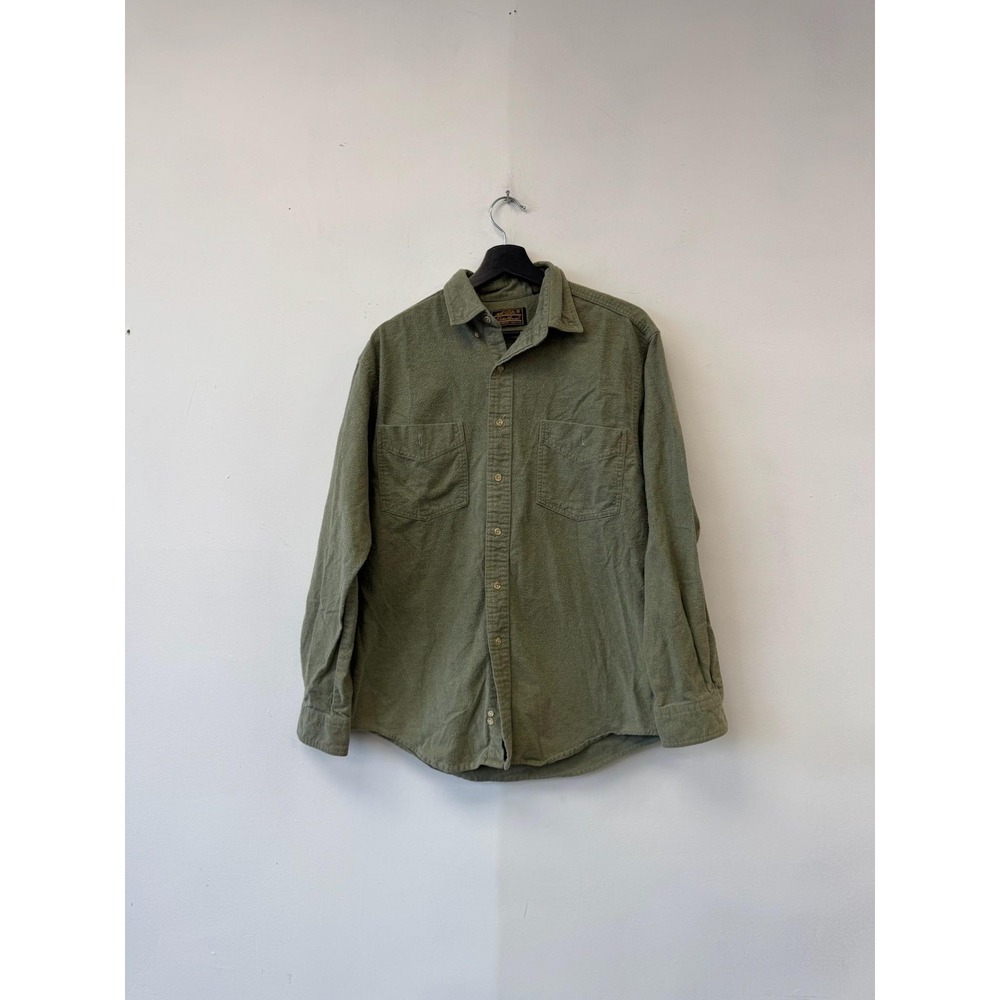 Vintage Eddie Bauer Shirt Mens Medium Green Flannel Button Front Workwear‎ 90s